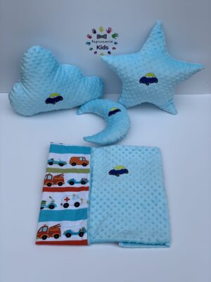 Set pernuțe brodate - Car turqoise