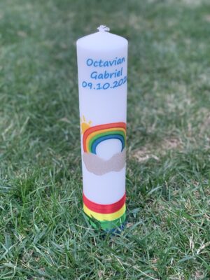 Lumânare botez standard - Curcubeu